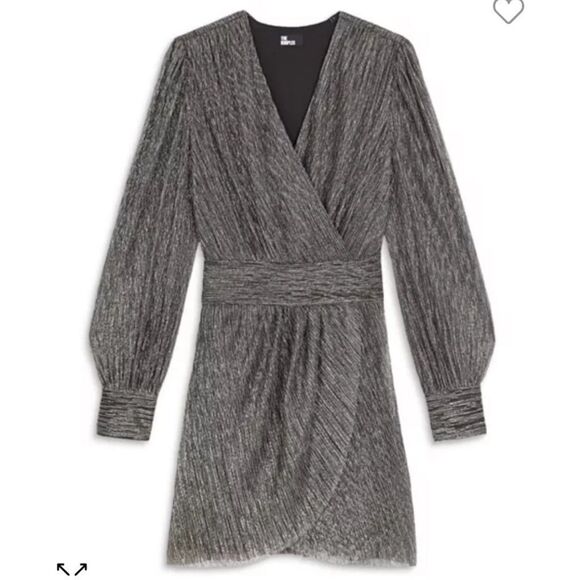 $415 The Kooples Metallic Pleated Mini Dress NWT - Picture 3 of 10
